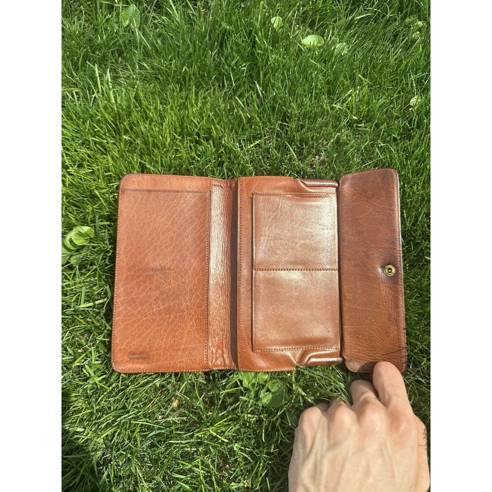 Vintage 80s Coach Checkbook Purse Wallet 4680 British Tan Kisslock Leather - Picture 8 of 11